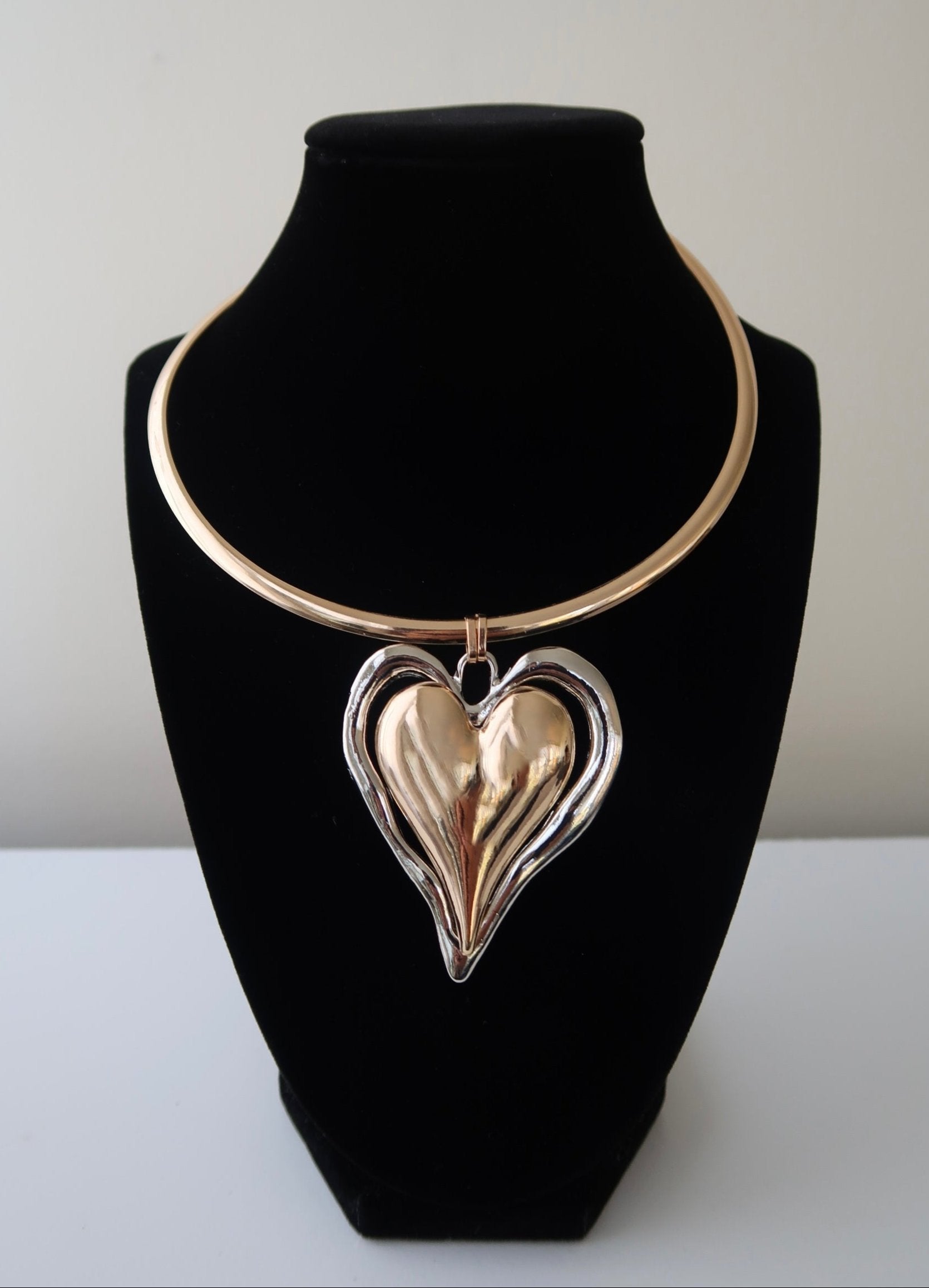 Two-Toned Statement Heart Necklace